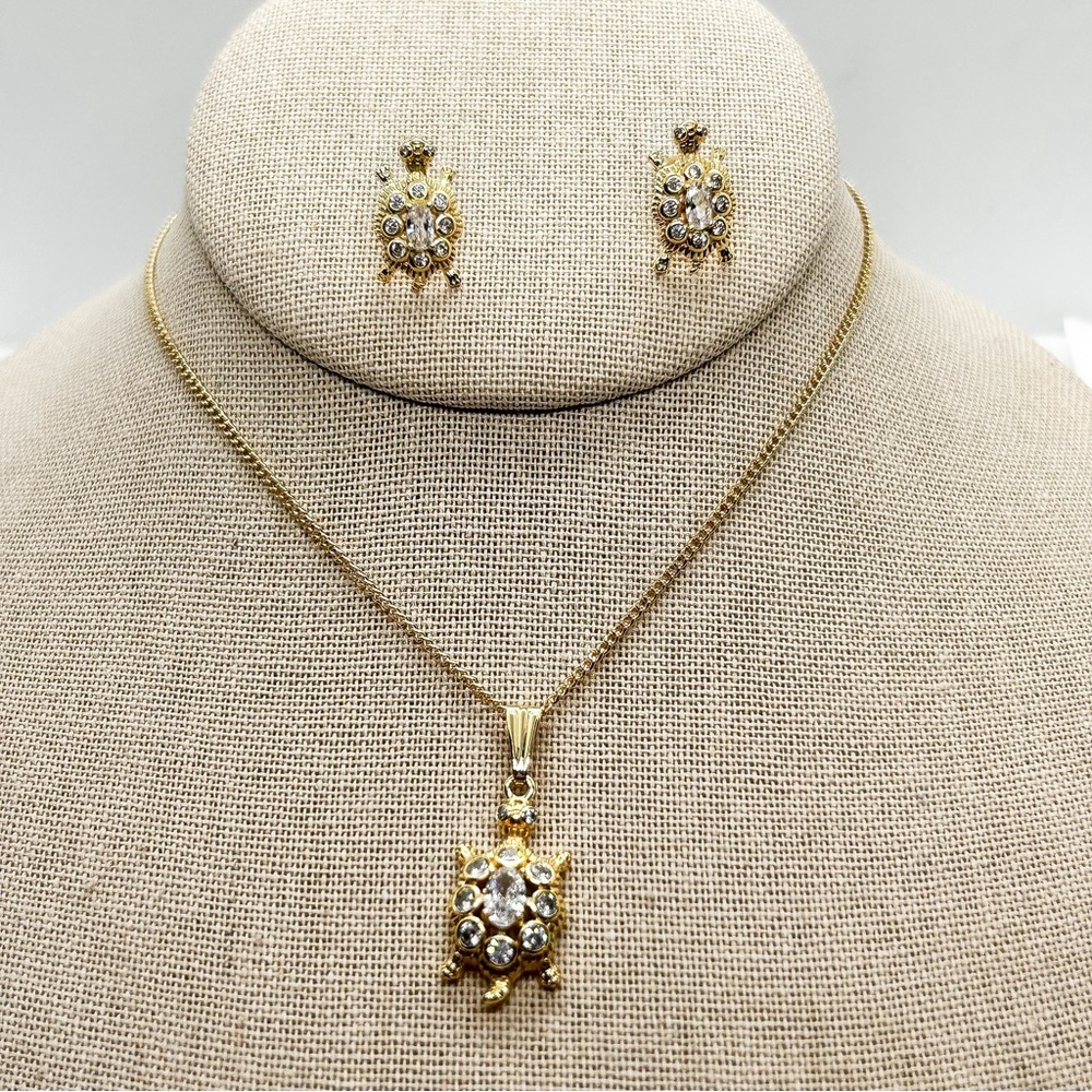 NWOT Gold filled Turtle earrings and necklace set ❤️ - Picture 9 of 12